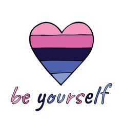 Colorful heart shape Omnisexual pride flag Happy pride day LGBTQIA community Pride Month Vector hand drawn doodle for posters, stickers, logo, cards