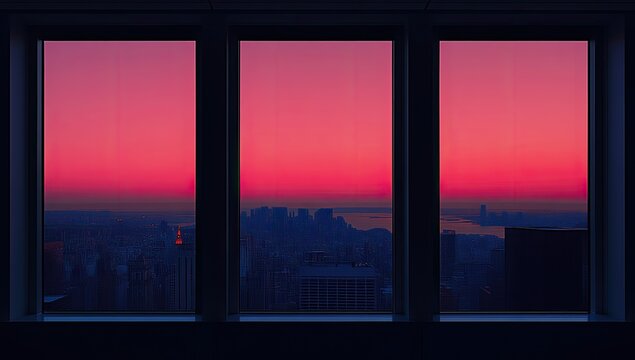 Fototapeta NYC Sunrise Seen Through High-Rise Windows