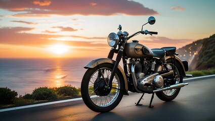 motorcycle at sunset