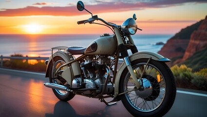 motorcycle at sunset