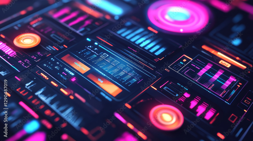 Poster futuristic interface space motion graphic infographic game and ui ux elements hud design graph wave 