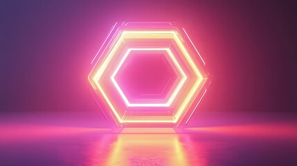 A futuristic design featuring a glowing hexagon pattern on a soft gradient backdrop. picture