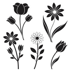 Vector Flowers Silhouette Icons