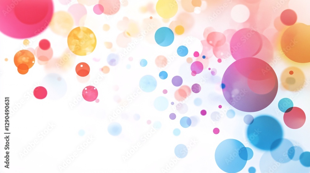 Aufkleber a whimsical background with colorful circles floating on a white canvas
