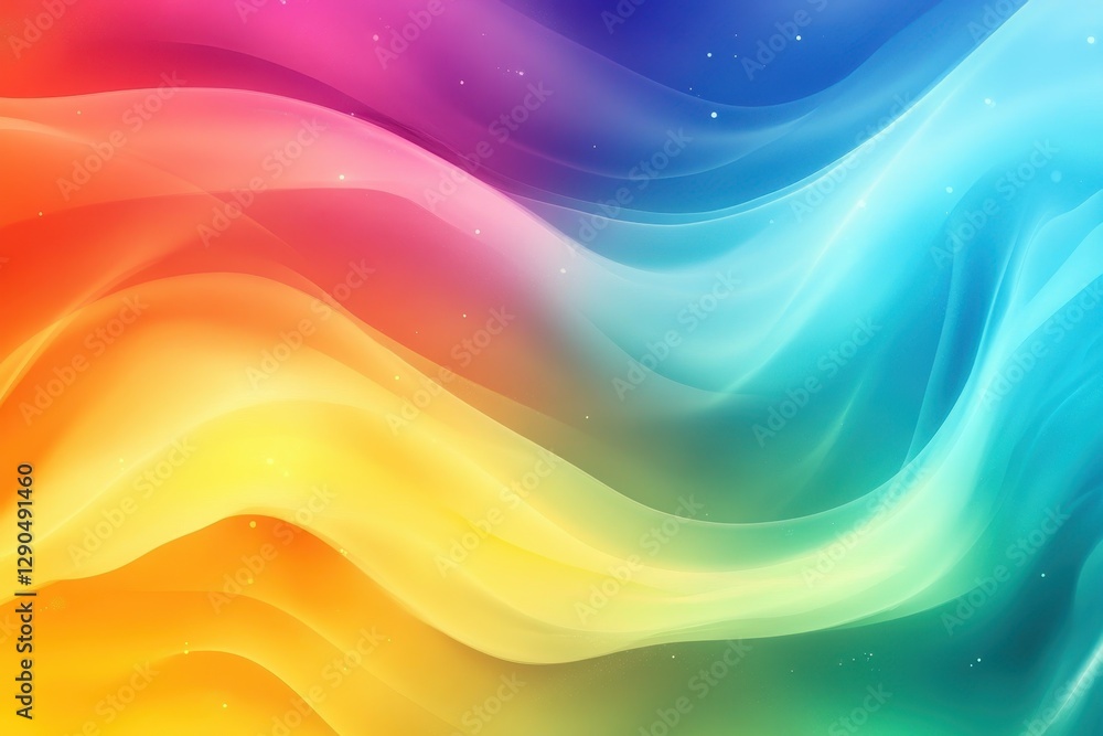 Poster Vivid and fluid color background showcasing a spectrum of bright hues blending seamlessly together, vivid and fluid color background