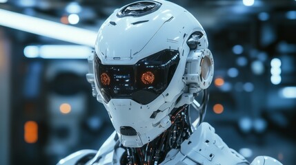 Futuristic Robot Head: Advanced Technology