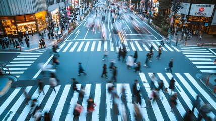 Bustling Intersection in the Heart of a Vibrant Japanese City