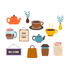 Colorful Café Beverage Icon Set