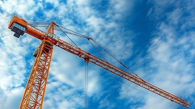Construction crane dominating the skyline on a cloudy day - Powered by Adobe