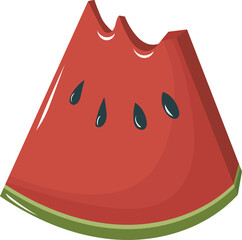Illustration of Watermelon Slice with a Bite
