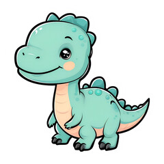 Cute Teal Cartoon Baby Brachiosaurus Vector Art Illustration Smiling Happy Big Anime Eyes Kawaii Chibi