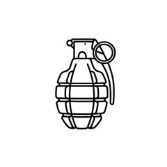 Grenade Outline: A stark, graphic black-and-white illustration of a grenade, evoking a sense of tension, danger, and potential conflict. 