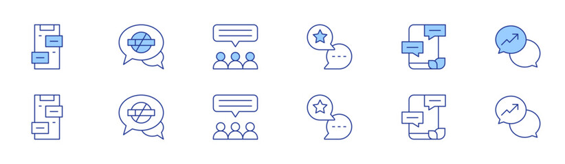 Chat icon set in two styles, Duotone and Thin Line style. Editable stroke. chat, group