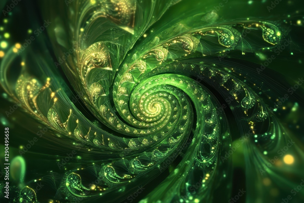 Fototapete swirling abstract patterns create a vibrant green visual experience filled with depth and movement, 