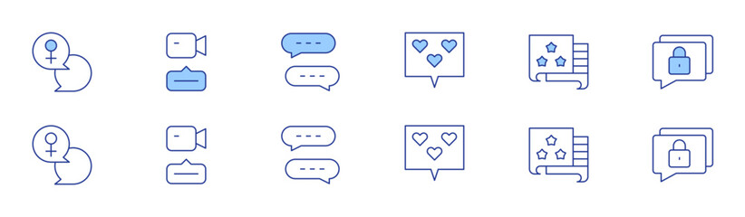 Chat icon set in two styles, Duotone and Thin Line style. Editable stroke. chat, video chat, private chat