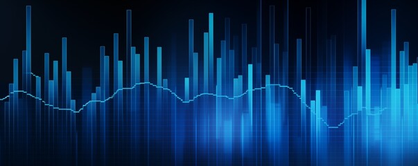 Blue stock market chart or candlestick graph background for financial business concept design. Generative ai