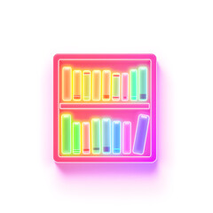 Book shelf holographic 3D icon. neon symbol vector illustration isolated on white background. Generative AI