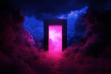 Portal Doorway Opening to Brightness, Clouds and Color. Possible use Illustration
