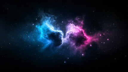 A breathtaking cosmic nebula swirling in deep space, vibrant hues of blue, purple, and pink blending seamlessly, distant galaxies shimmering in the background, celestial dust clouds creating a dreamy