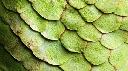 Obraz premium Intricate patterns of vibrant green scales on a tropical plant showcasing nature's design