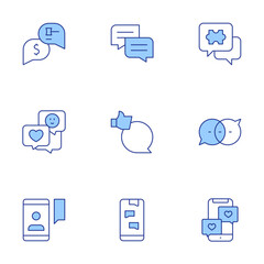 Chat icons set. Line Duotone style, editable stroke. chat, chatting