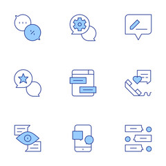 Chat icons set. Line Duotone style, editable stroke. chat, comment