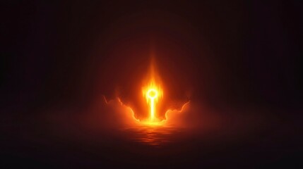 Naklejka premium Glowing energy rises through clouds from horizon. Symbolic. Use for spirituality