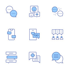 Chat icons set. Line Duotone style, editable stroke. chat, speech bubble