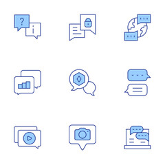Chat icons set. Line Duotone style, editable stroke. chat