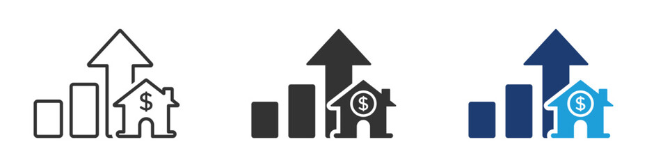 High cost of housing icon. Cost of housing increase sign. Real estate cost rise icon