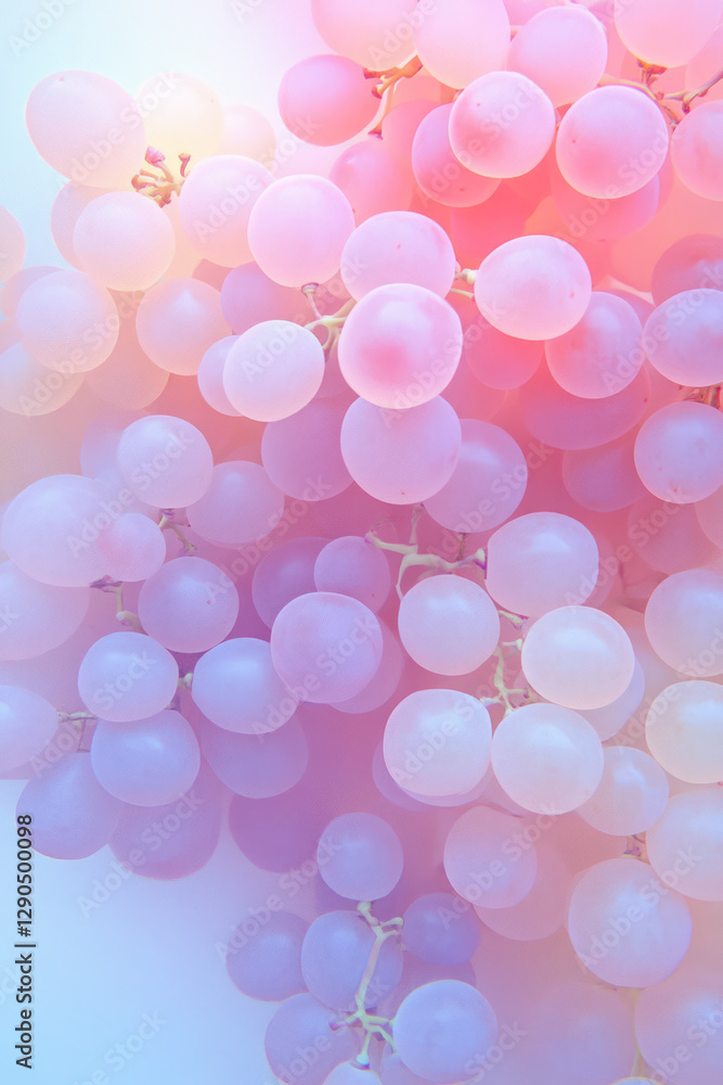 Leinwandbilder Surreal grouping of translucent grape clusters floating in a pastel void, soft gradients, glowing