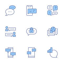 Chat icons set. Line Duotone style, editable stroke. opinions, chat, chat bubble, message