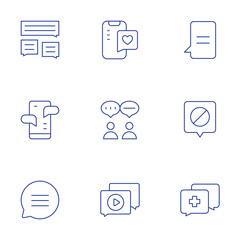 Chat icons set. Thin Line style, editable stroke. chat, video chat, speech bubble, disagree