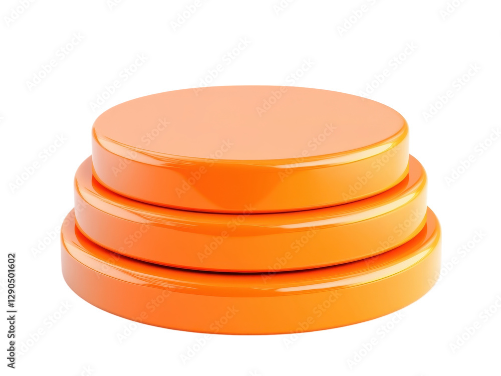 Poster abstract orange stacked platforms product display minimalist 3d render stage showcase presentation