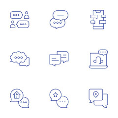 Chat icons set. Thin Line style, editable stroke. negotiation, speech bubble, chat, question