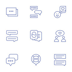 Chat icons set. Thin Line style, editable stroke. speech bubble, chat, chart