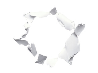 Abstract White Paper Ripped Hole Circular Form on Transparent Background Photography Image