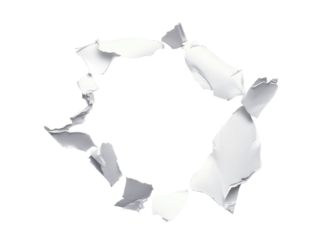 Abstract White Paper Ripped Hole Circular Form on Transparent Background Photography Image