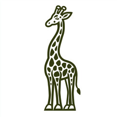 Fototapeta premium Dark Green Giraffe Silhouette African Animal Vector Illustration