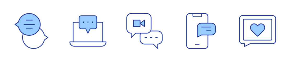 chat, chat box, online chat, live. Chat Icon vector illustration. Line Duotone style. Editable stroke