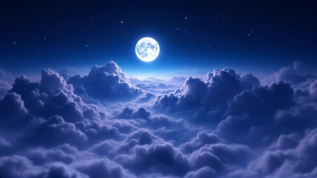 Background of nighttime sky with cloud and full moon with shiny. Natural beauty at night with beautiful moon behind cloud. Cross process and vintage effect tone.