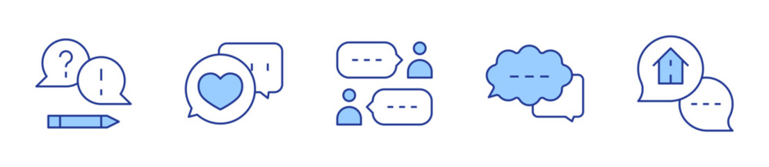 chat, negotiation, speech bubble. Chat Icon vector illustration. Line Duotone style. Editable stroke