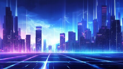 Obraz premium Explore the vibrant layers of this abstract digital landscape.