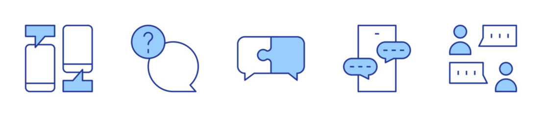 Fototapeta premium Conversation Bubbles, Multi-Message Mobile Chat. Chat Icon vector illustration. Line Duotone style. Editable stroke