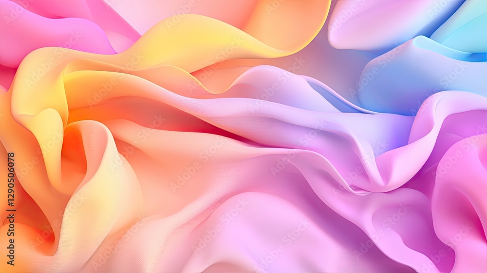 Poster soft pastel waves of fabric flowing with gentle color transitions