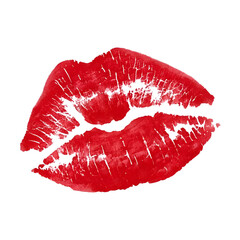 Red Watercolor Lipstick Kiss Print - Romantic Lips Impression