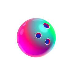 Bowling ball holographic 3D icon. neon symbol vector illustration isolated on white background. Generative AI