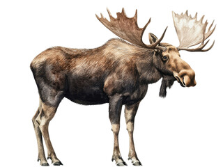 Obraz premium Majestic North American Moose Illustration A Detailed Watercolor Painting of a Bull Moose