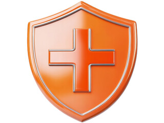 Orange Medical Shield: Healthcare Protection and Safety Emblem