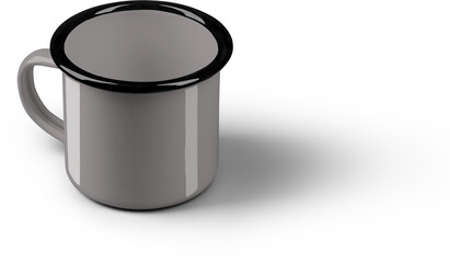 Mockup grey mug with black rim, png